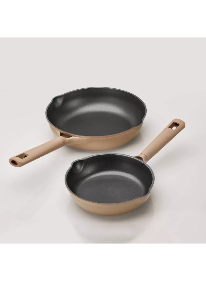 Carote 9-Piece Nonstick Cookware Set, PFOA-Free Healthy Cooking, Saucepan, Skillets & Casserole with Strainer Lid, Titanium-Reinforced, Pour Spout, All-Stovetop Compatible, Dishwasher Safe (Taupe) - Image 4